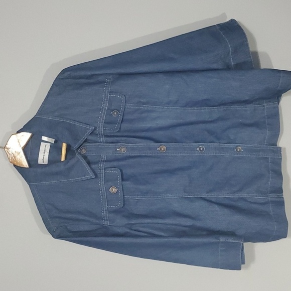 Alfred Dunner top women's size 18 blue button down denim look - Picture 1 of 11